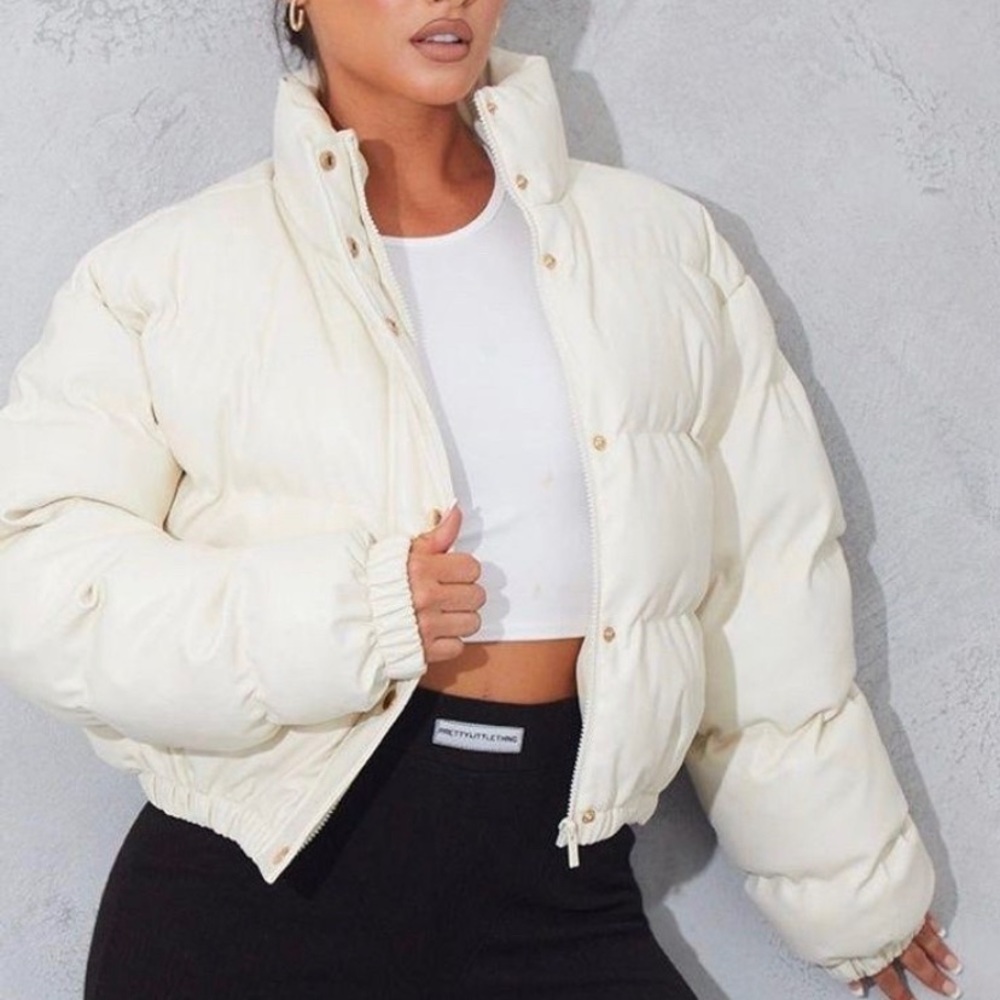Pretty Little Thing Cream Faux Puffer!!